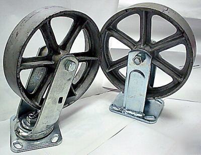 New 4PC,8â€X2â€ silver brand cast iron/steel casters,