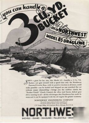 Northwest 3CY model 85 dragline 1934 mag ad, indianajob