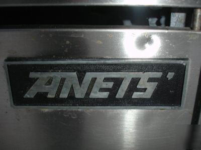 Three used anets deep fryers w/ work station & warmer