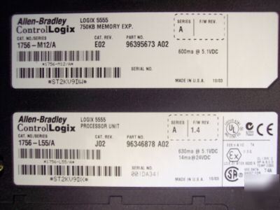 Allen-bradley 13 slot control logix w/ proc. 1756-L55A 