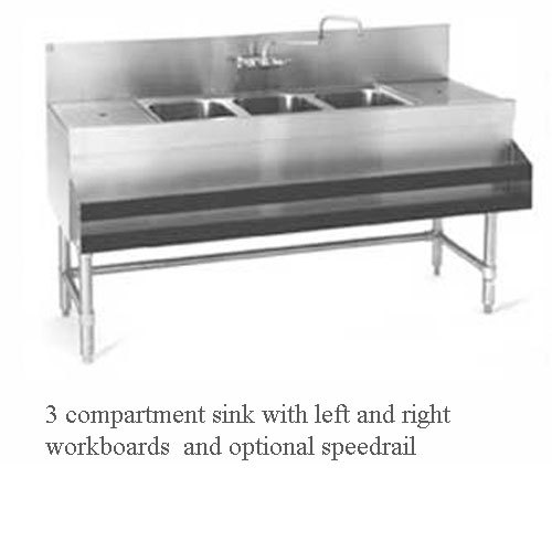 Eagle B3-3-24 underbar sink, three compartment, 36