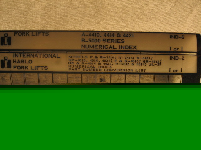 Lot international harvster fork lift microfiche manuals