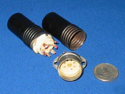 Lot of two 7-pin ceramic sockets w/shield #1