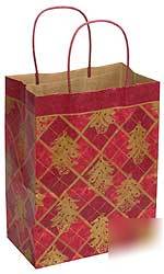 Merchandise kraft bags holiday xmas gold trees s 100