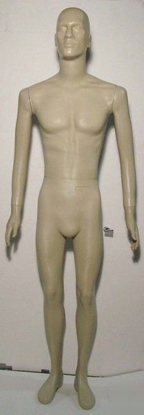 Free standing male mannequin flesh durable unbreakable