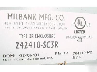 Milbank type 3R enclosure electrical box nos 24X24X10