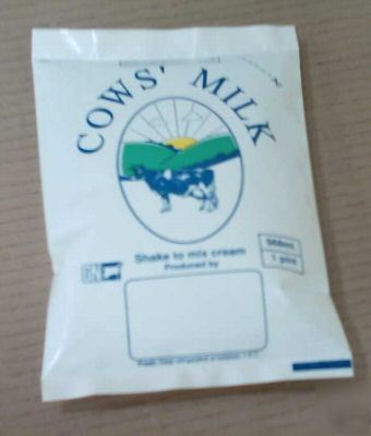 Polythene sachet 1PINT printed for cows milk - pack 100