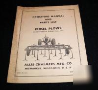 Allis chalmers chisel plows operators manual parts list