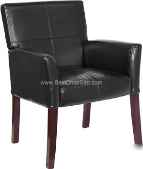 Black executive leather side chair or reception chair 