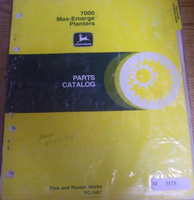 John deere 7000 max-emerge planter parts catalog manual