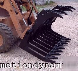 New bobcat skid steer loader grapple root rake bucket