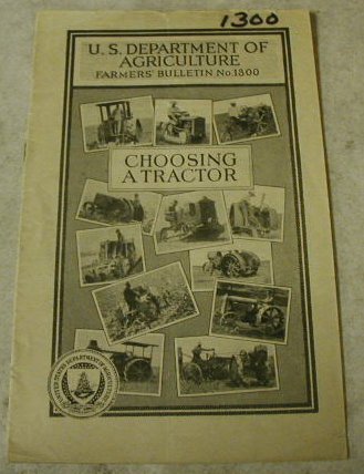 U.s. dept. agriculture 1922 choosing a tractor brochure