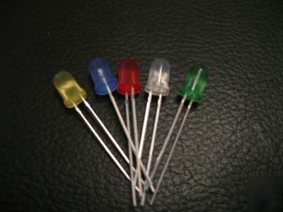 50PCS x red/yellow/blue/green/white 5MM diffused led 