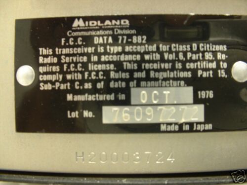 Midland 77-882 citizens band radio 40 channel, 