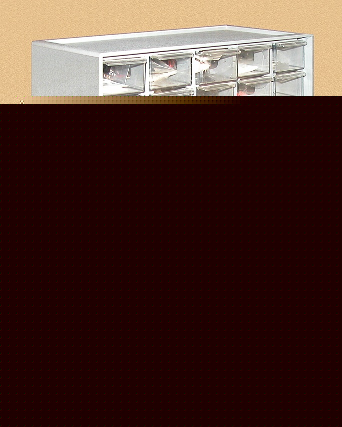 Assortment 100+ electrolytic capacitors with cabinet