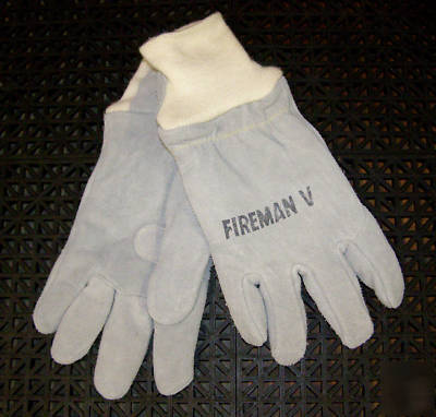 Glove corp fireman v 5 firefighting gloves knit wrist l