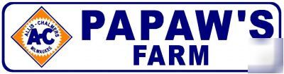 New papaw allis chalmers farm tractor metal street sign 