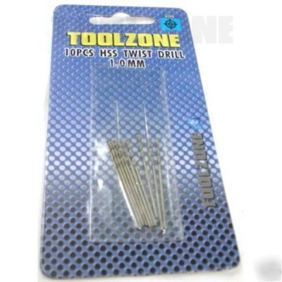 Pk of 10 (1MM) hss twist drill bits 