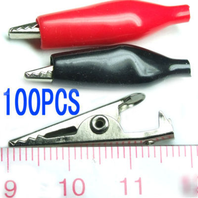 100PC alligator clip clamp testing probe with insulator