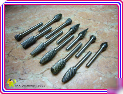 12MM tungsten carbide rotary burr set 1/4