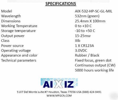 Green laser sight 532NM high power with attenucap