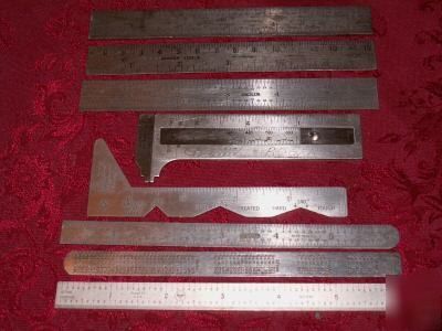 Misc. stainless steel rules, caliper and gauge