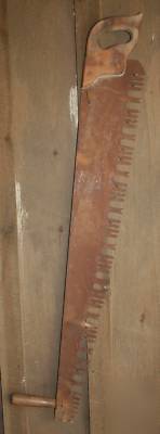 Vintage 1 or 2 man lumber cutting hand saw 46