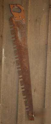 Vintage 1 or 2 man lumber cutting hand saw 46