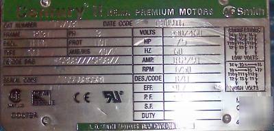 A.o.smith 7-1/2 208-230/460 3PH premium motor #T57031 