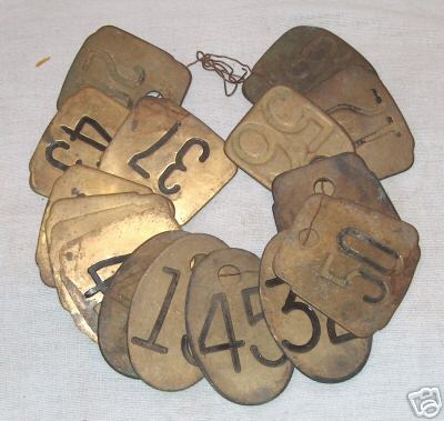 Brass cow tags dairy vintage hasco -other shape & sizes