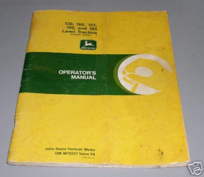 John deere 130 160 165 180 185 garden tractor manual