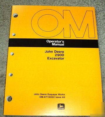 John deere 290D 290 d excavator operator's manual jd