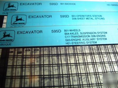 John deere 595D excavator parts book catalog microfiche