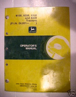 John deere 8100/8200/8300/8400 tractor oper manual