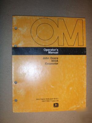 John deere 890A excavator operator's manual