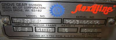 Leeson grove worm gear reducer TM1238-2 140TC 15:1 