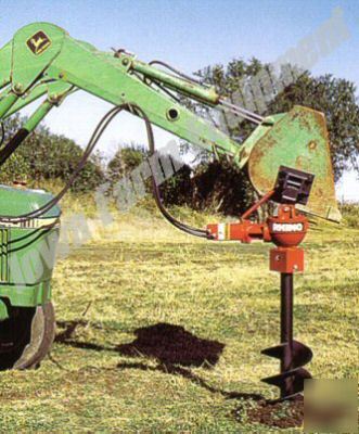 Rhino bucket mounted (hiflo) hydraulic post hole digger