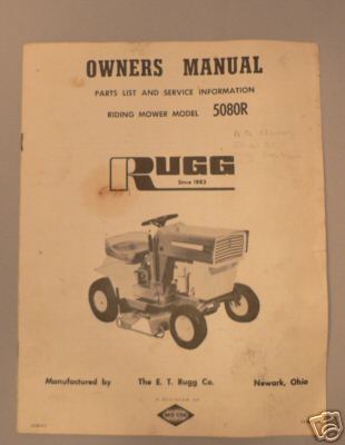 Vintage e.t. rugg 5080R tractor manual lawn and garden