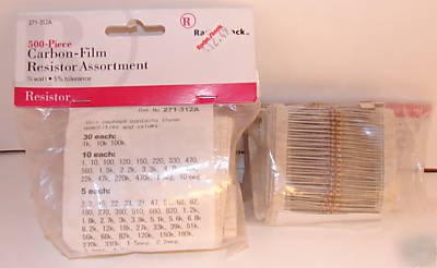 Carbon film resistor assortment 500 pcs 1/4 watt