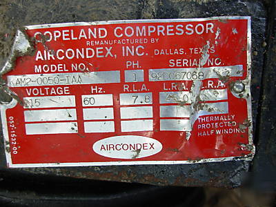 Copeland compressor KAM2-0050-iaa, s#92D067068 reman.