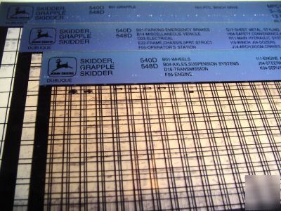 John deere 540D 548D skidder parts catalog microfiche