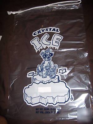 New # 8 lbs ice bag with draw string 500 cts in box