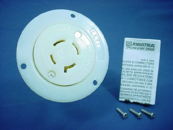 New leviton L15-20 locking flanged outlet 20A 250V 3Ã¸