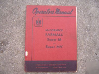 Original farmall super m mv tractor operator manual