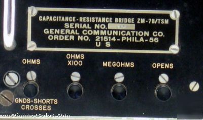 Army test set ts-27B/tsm capacitance resistance bridge