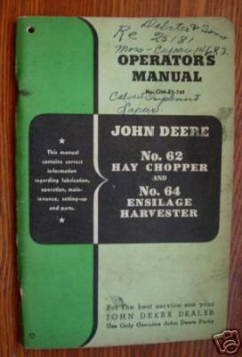 John deere operators manual 62HAYCHOPPER 64 ensilagehar