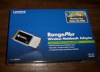 Linksys WPC100 pcmcia rangeplus wifi wireless-n adapter