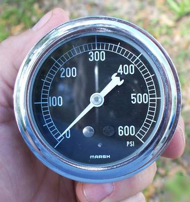 Marsh pressure gauge, panel mount, 0-600 psi, n.o.s.