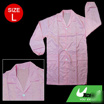 Pink properties qa anti-static lab coat shirt size l