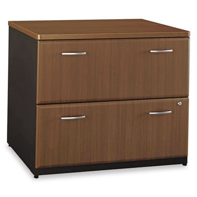 Series a two-drawer lateral file sienna walnut/bronze